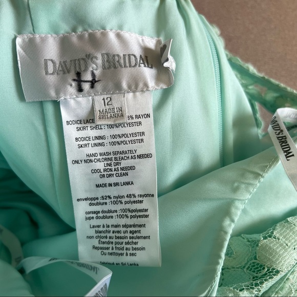 David’s bridal green one shoulder lace formal dress - Picture 12 of 16